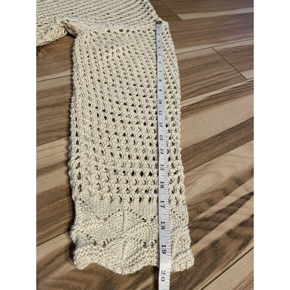 Audrey Parks + Francesca's Boho Open Knit Crochet Sweater – Beige, Size L - Picture 4 of 6